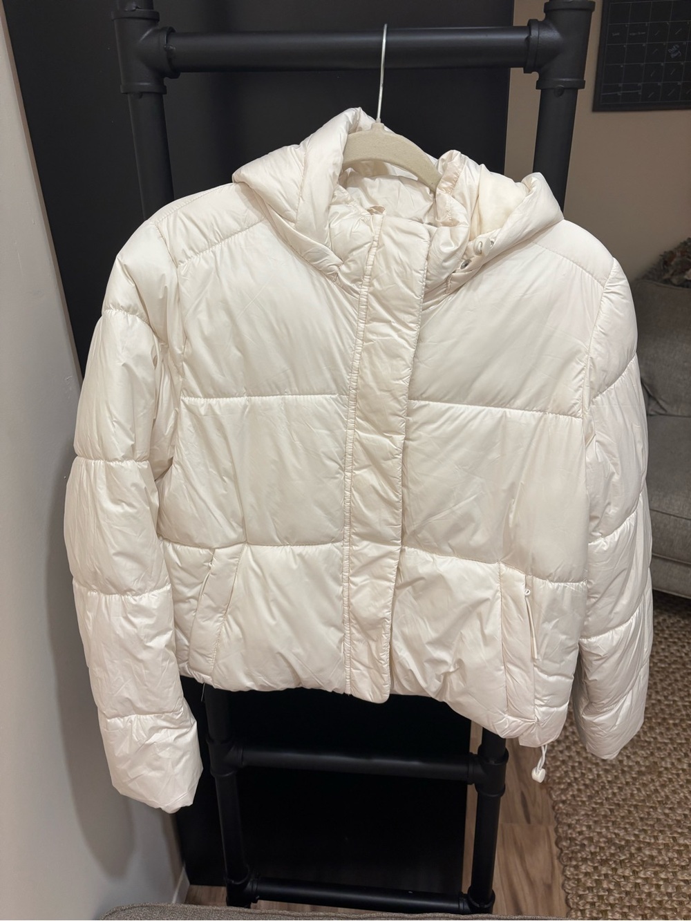 Cotton On Body Off-White Hooded Cropped Puffer Jacket